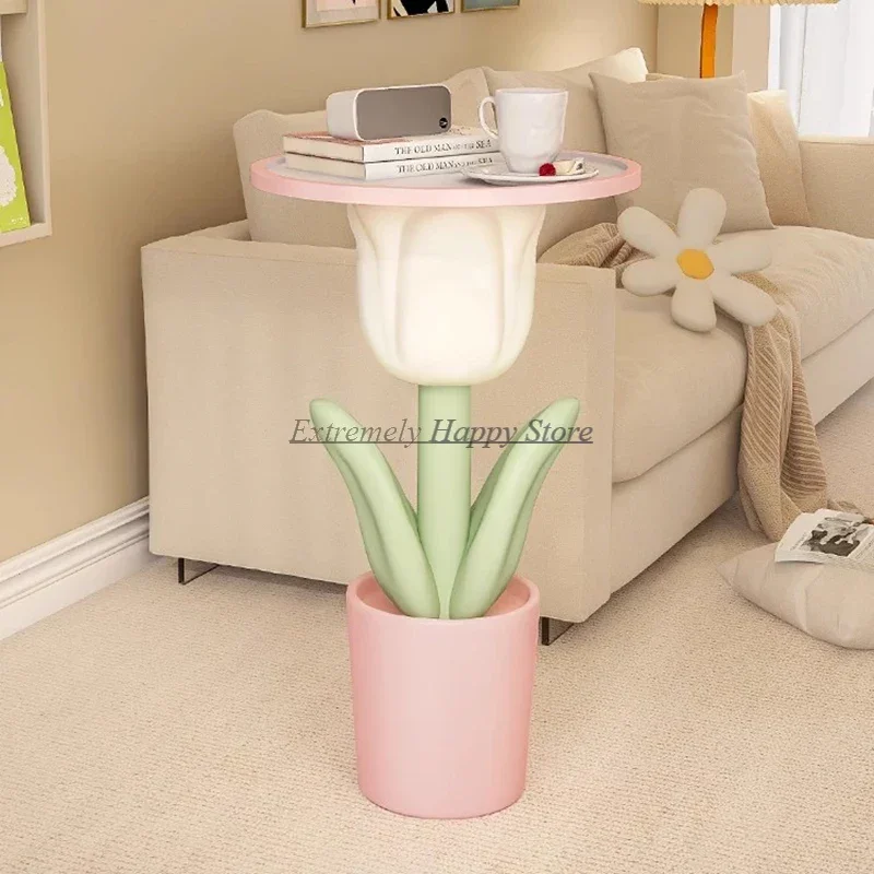 

Designer Modern Coffee Table Round Aesthetic Small Simple Side Table Flower Unique Stolik Kawowy Accessories For Living Room