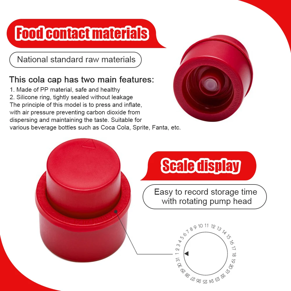 Bottle Stopper Inflatable Airtight Soda Cap Reusable Frizzy Drink Sealer Caps Carbonated Beverage 1-3Pcs,soda bottle stopper