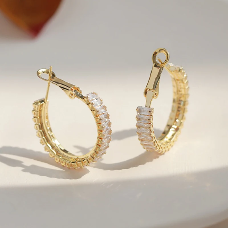 Zircon Statement Jewelry Zircon Hoop Earrings 2023 New Korean
