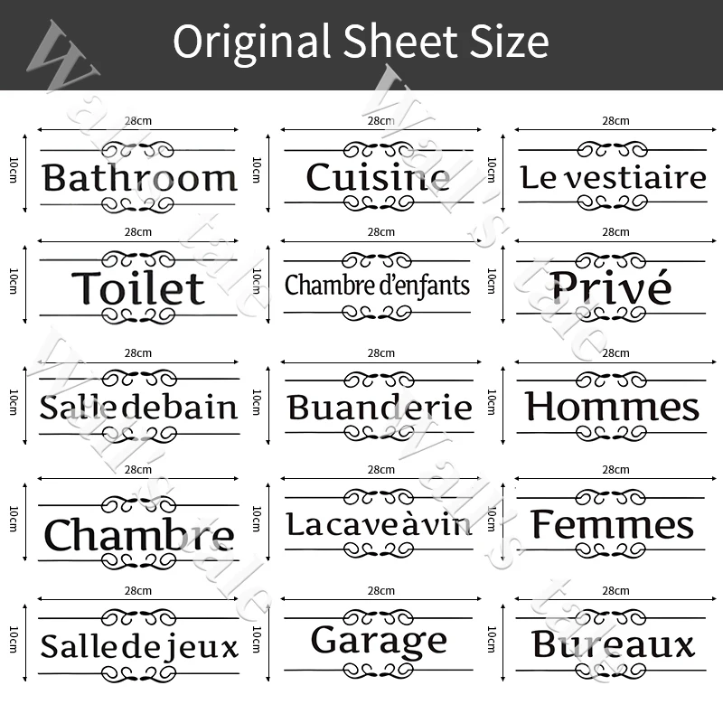Bathroom Toilet Sign Vinyl Sticker Decals for France Home Decorative Stickers