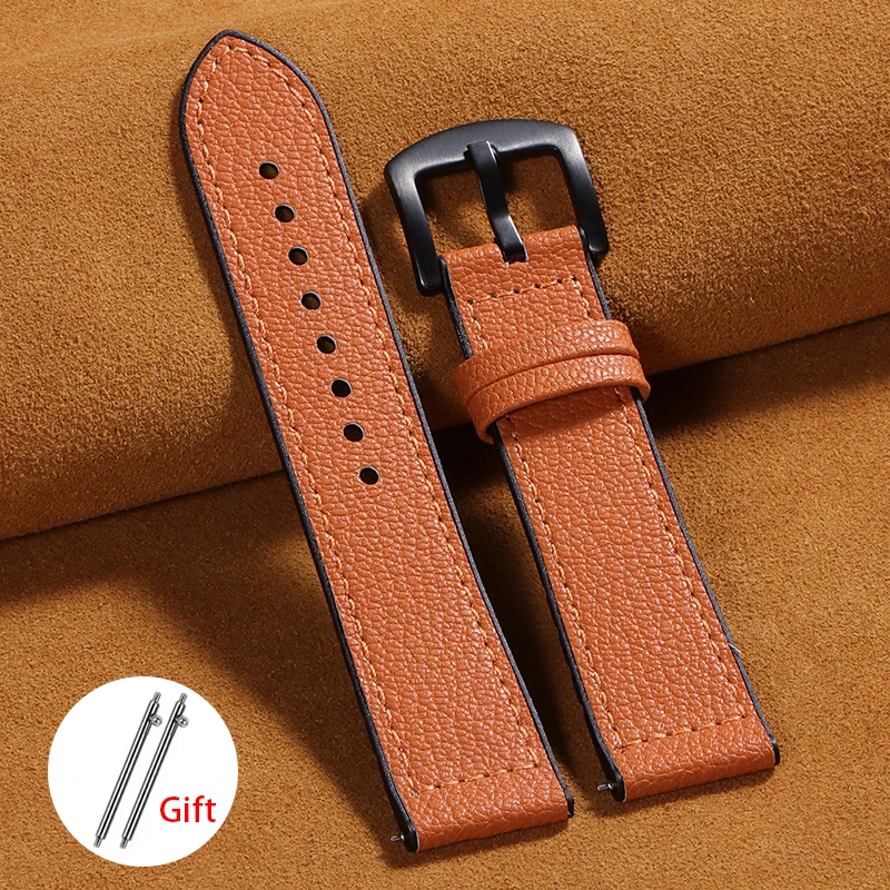 Premium Leather Silicone Hybrid Watch Band - Soft, Waterproof, Quick Release Strap