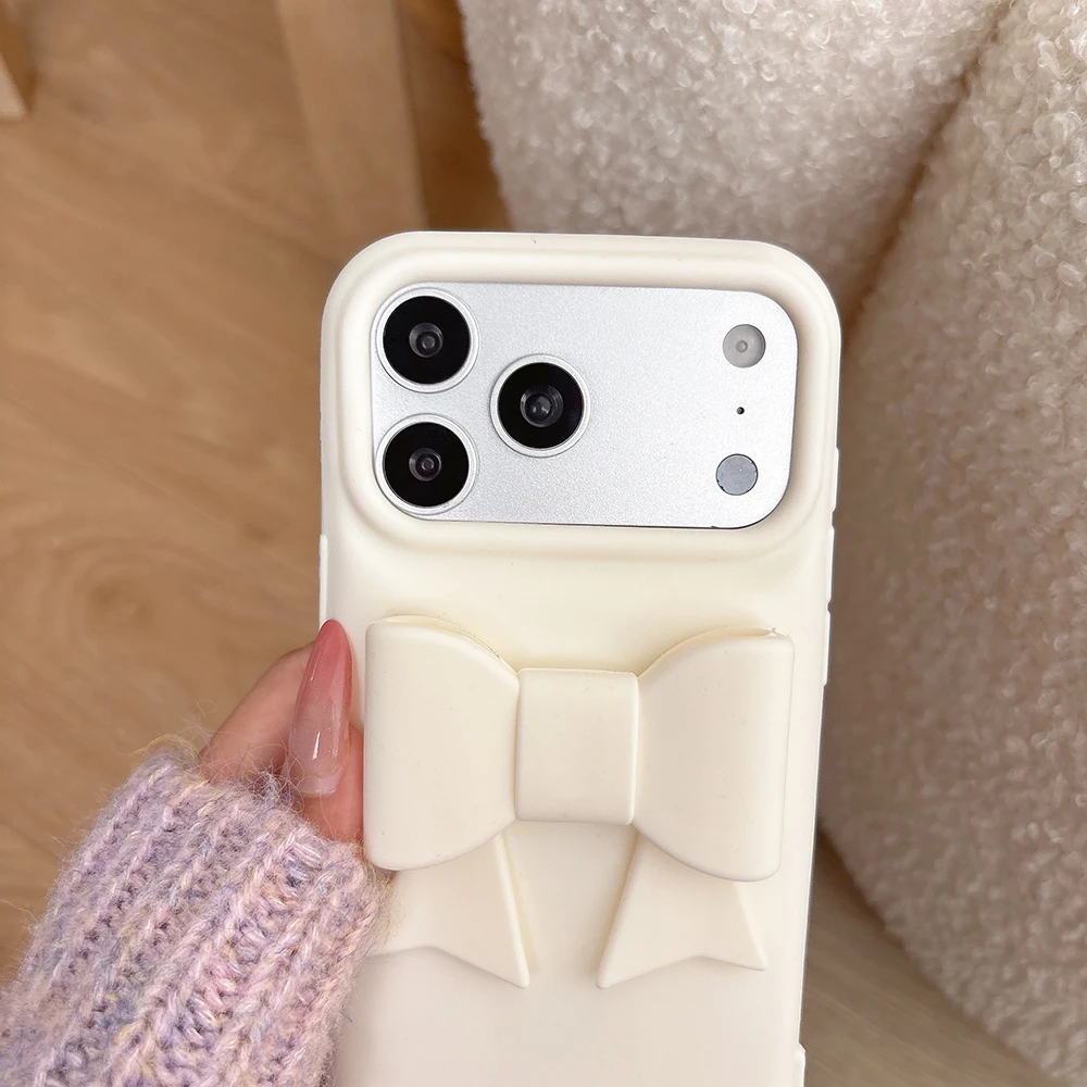 Chic 3D Bowknot Shockproof Silicone Phone Case - Sweet Bow Design