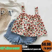Ensemble de tenues d'été pour filles, vêtements décontractés pour enfants, jupe à bretelles fragmentées + short, vêtements pour bébés filles 1