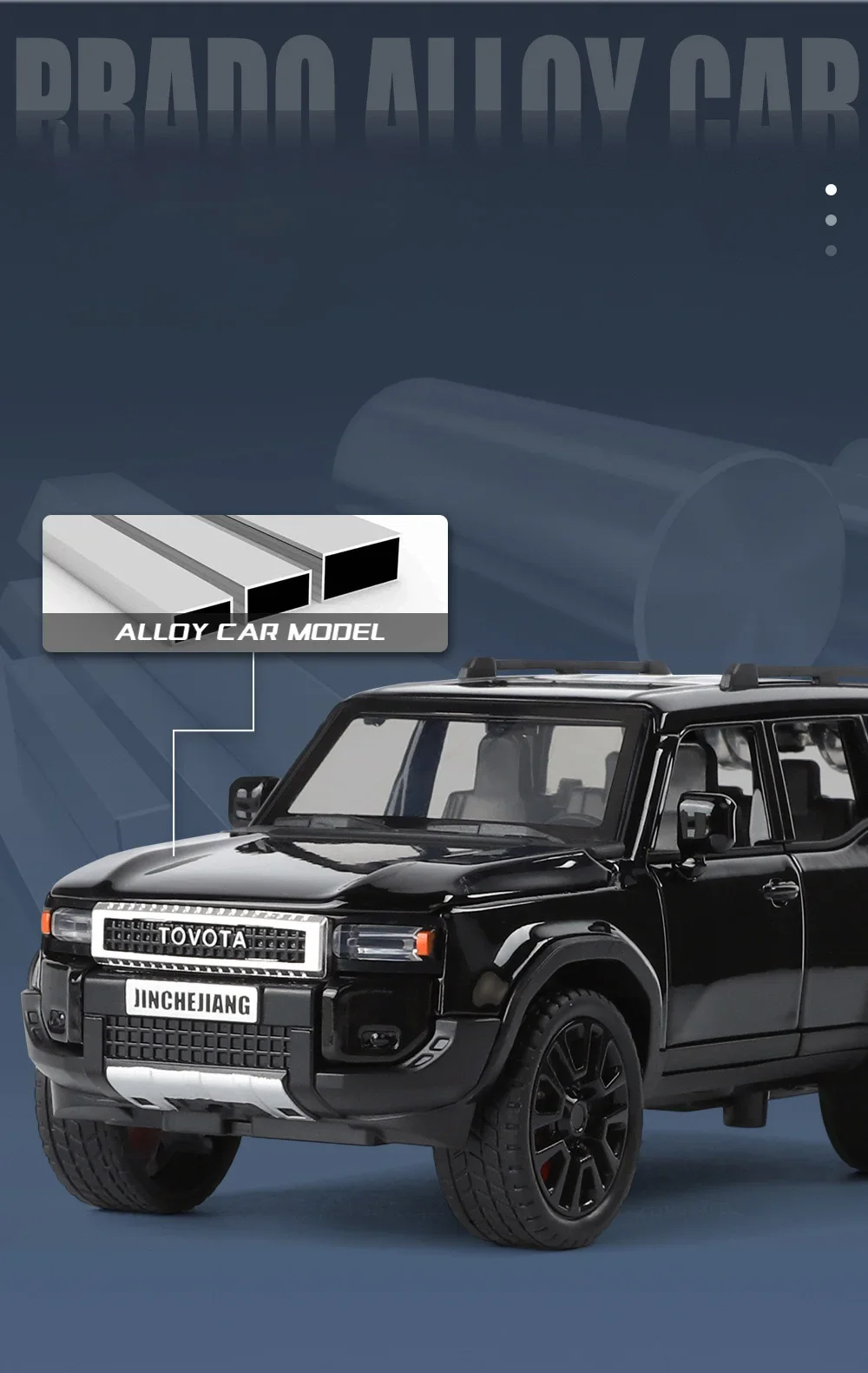 1:32 Toyota Land Cruiser Prado Suv Alloy Die Cast Toy Car Model Sound And Light Children'S Toy Collectibles