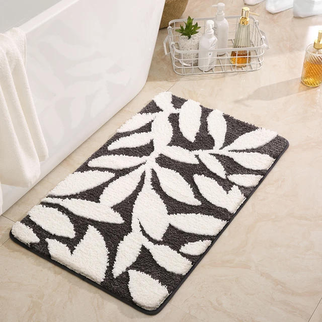 Bathroom Rug Mat Non Slip Black Extra Long Bath Mat for Bathroom Floor -  Fluffy