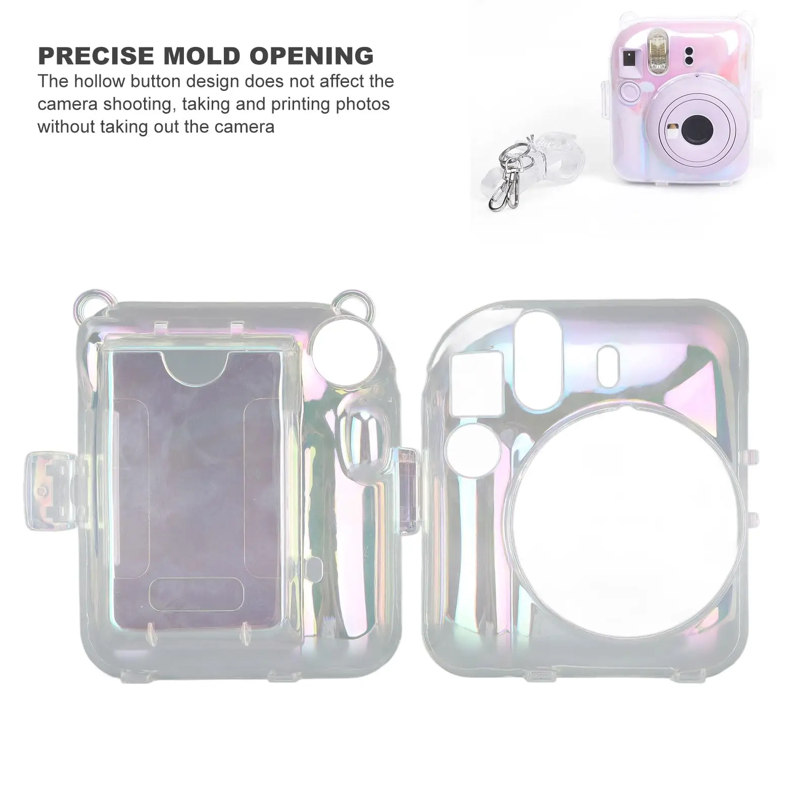 Clear Case For Instax Mini 12 Instant Film Camera With Photo Pocket Holds 10 Films on Back and Adjustable Strap For Outdoor camera repair parts