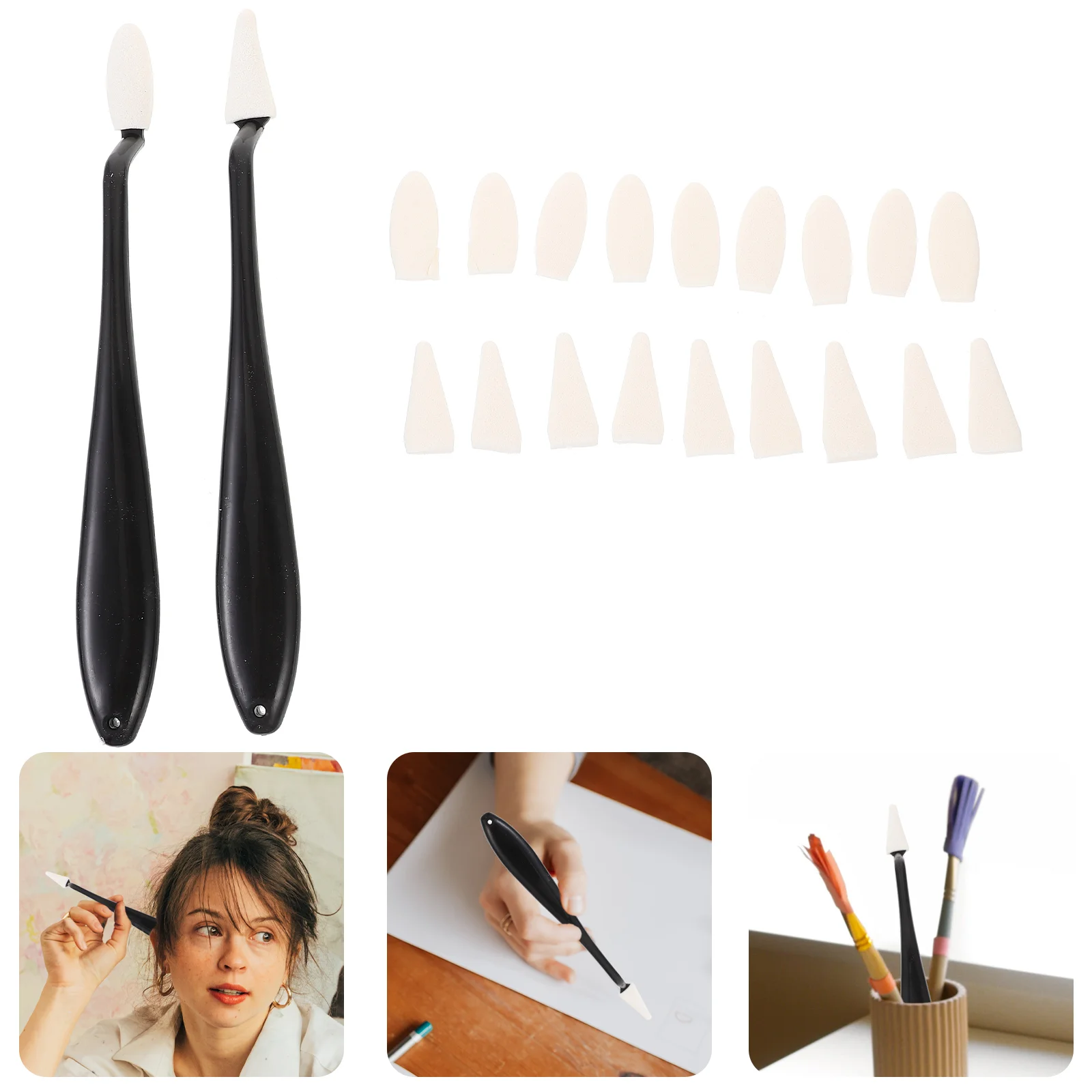 

Correction Sketch Student Painting Tissue Eraser (black 2 Set [20 Replacement Heads Included])