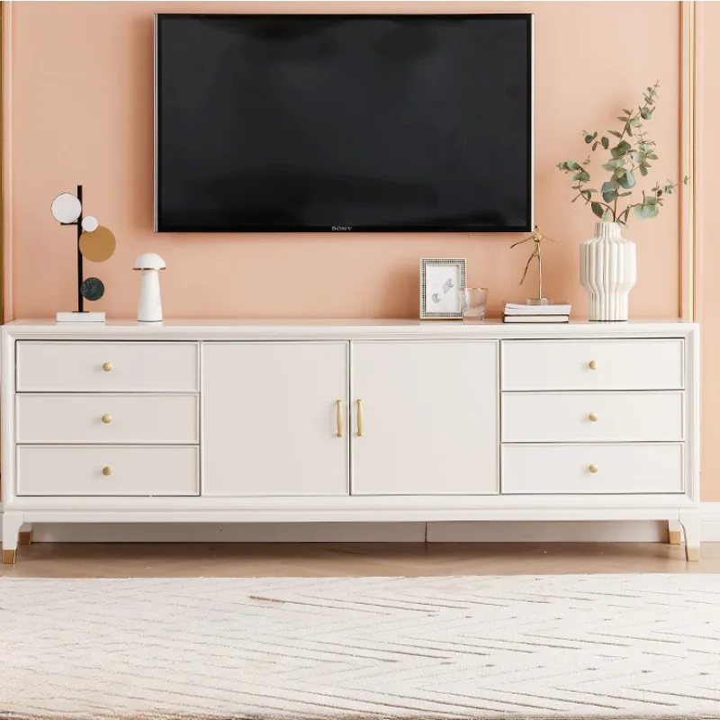 

Solid Wood TV Cabinet Coffee Table Combination Living Room White Locker