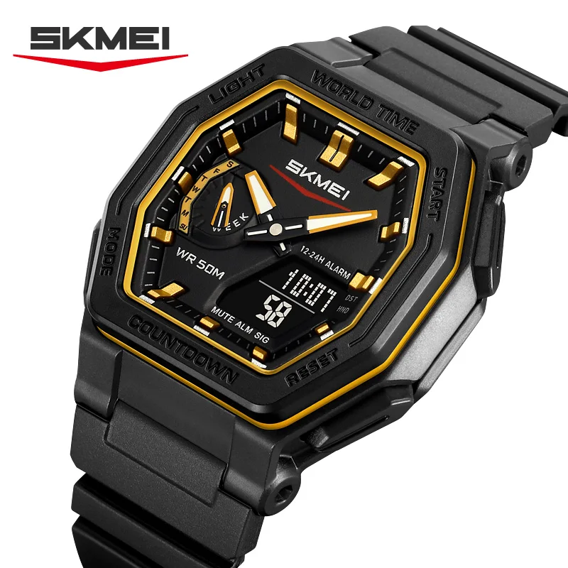 SKMEI 2438 Business Original Quartz Digital Dual Sports Military Watch Men's Electronic Watch LED Digital Watches reloj hombre