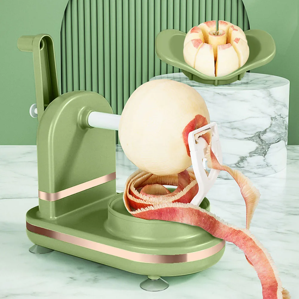 3-in-1 Hand-cranked Rotating Fruit/Vegetable Peeler Stainless Steel Blades Apple Cutter Household Peeling Machine Kitchen Gadget 4