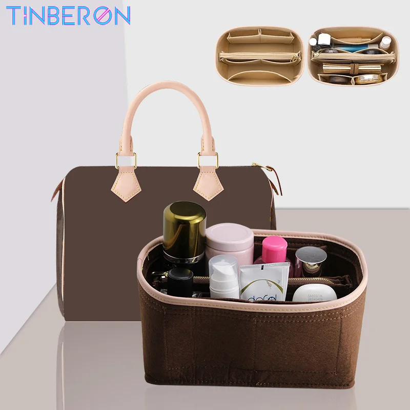 TINBERON Bag Organizer Insert Fits For Luxury Bag 25 30 35 Felt Inner Bag Makeup Cosmetic Bag Support Shape Tote Bag Accessories bag genuine leather shoulder strap free punching for longchamp bag small transformation tote messenger strap accessories