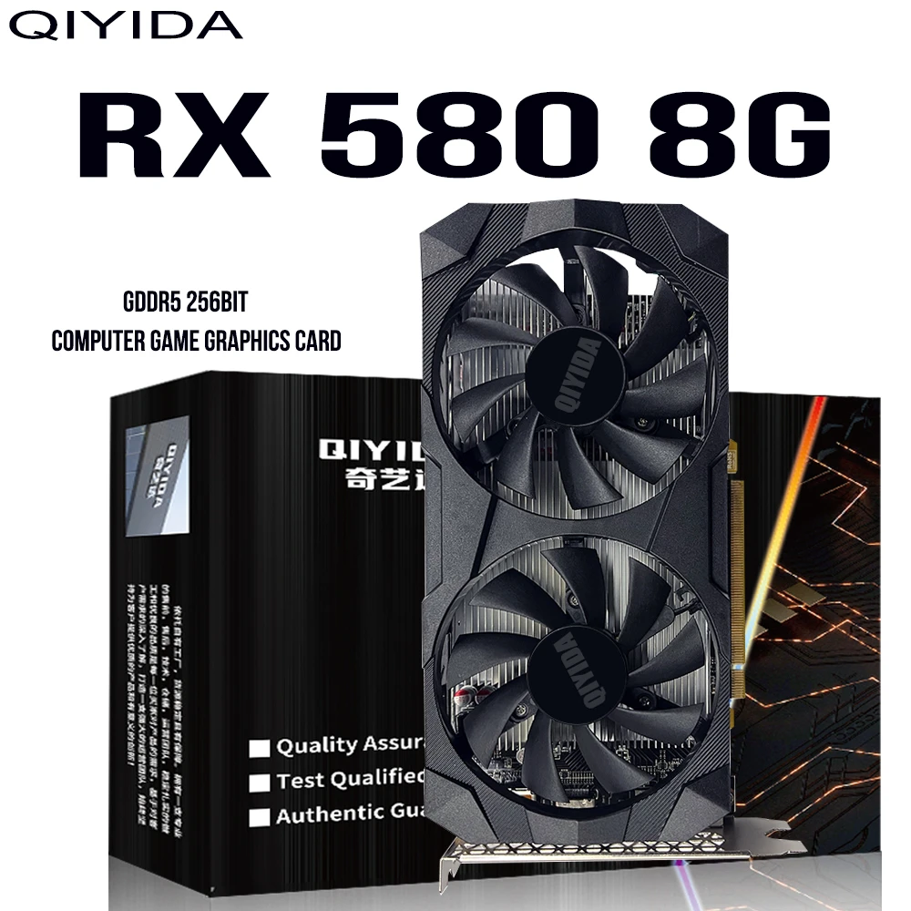 Qiyida-tarjetas gráficas AMD RX580, 8G para GDDR5 GPU RX 580, 8GB, 256Bit, 2048SP, GPU, RX5808G, juego y trabajo, elige win
