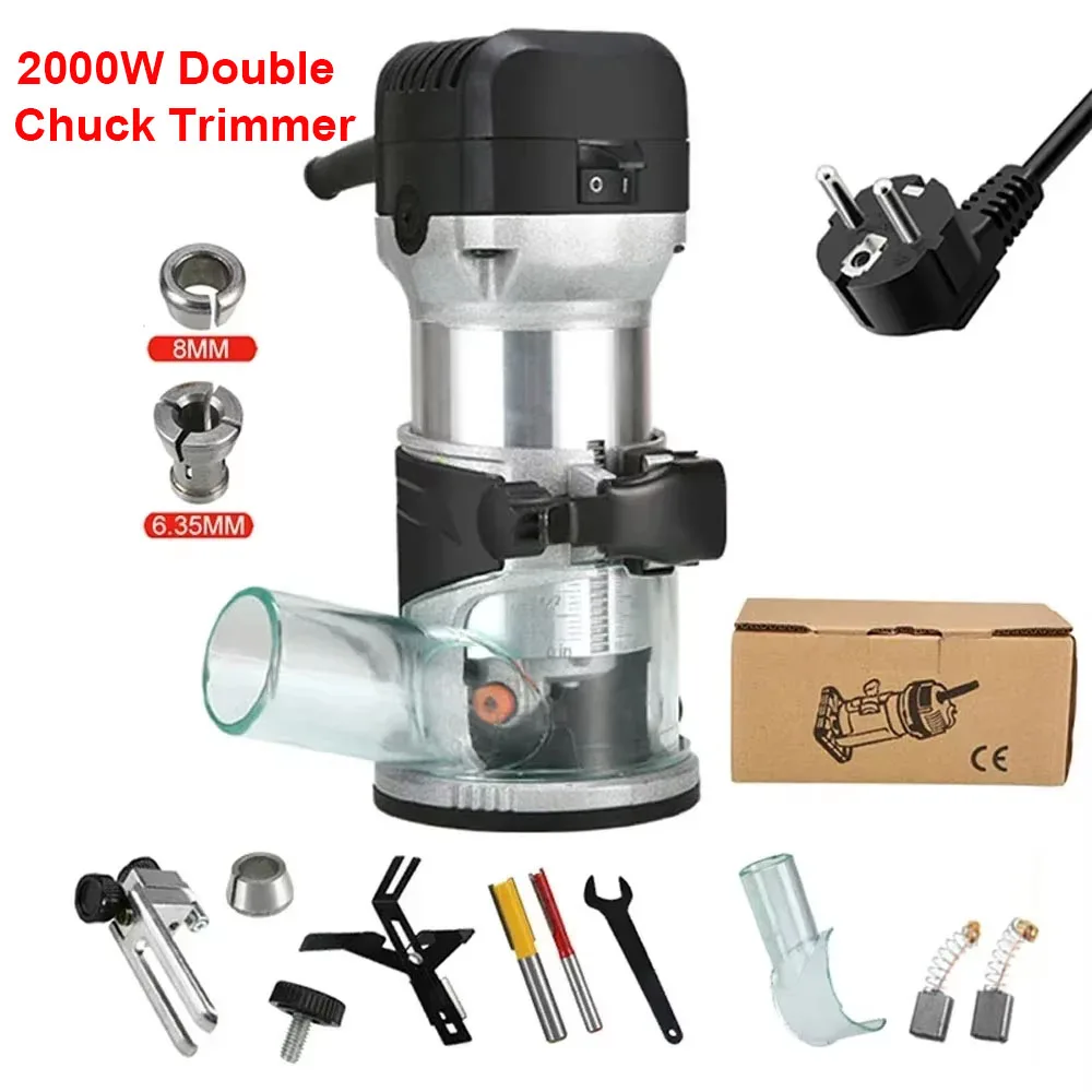 Wood Router Machine 6 Speeds 2000W for 6.35/8mm Wood Milling Cutter 220V EU Plug Diy Carpenter Tools