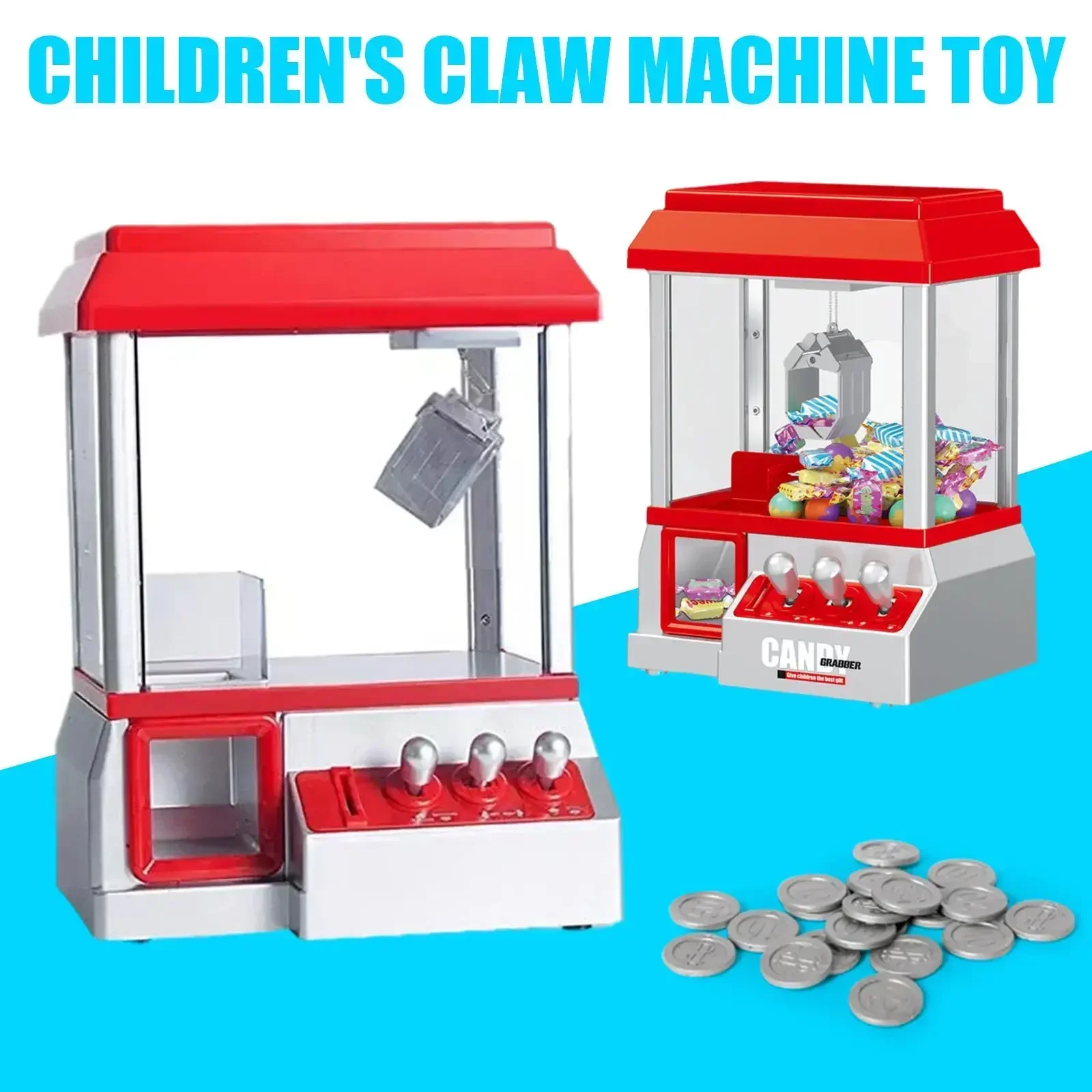 Mini Game Running on Coins for Kids DIY Doll Claw Machine Claw Catching Toys Crane Coins Candy Machines Musical Doll Christmas G