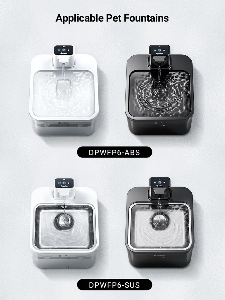 Lot De 6 Filtres + 6 éponges Pour Fontaine à Chat DownyPaws - Charbon Actif, Résine, Pierre Médicale, Filtration 4 En 1