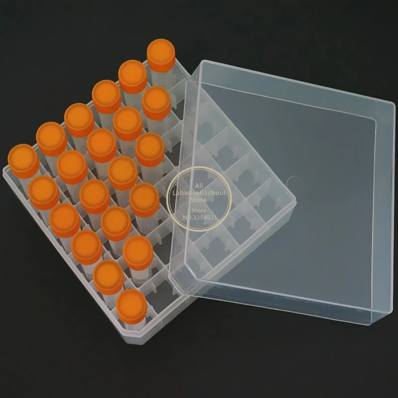 Plastic 5ml Cryovial Colored Screw Cap 1Pcs 36 Vents Plastic Freezing Tube Storage Box For Experiment 36Pcs