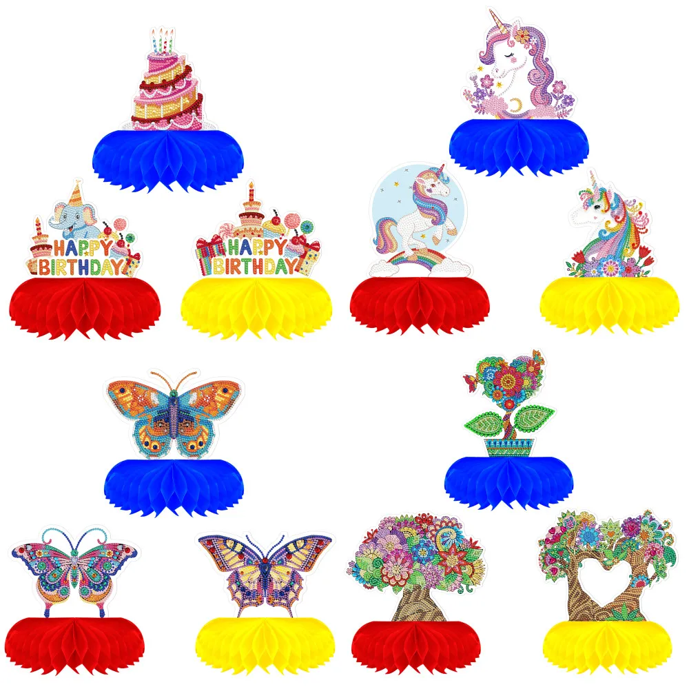 

New honeycomb brand DIY diamond painting party decoration scene layout honeycomb paper fan-shaped flower honeycomb ornaments