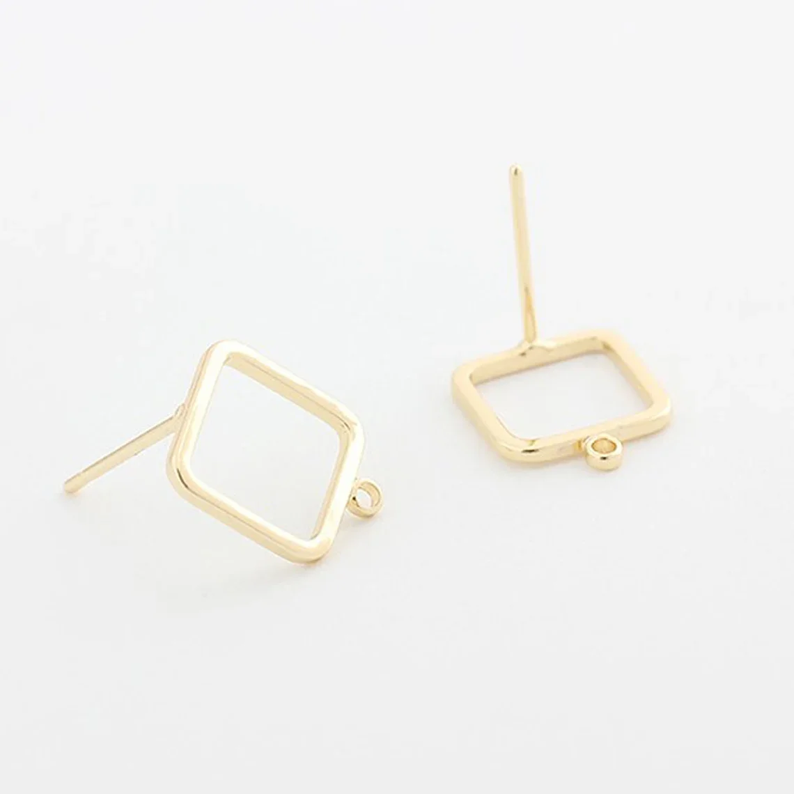

18K позолоченные медные квадратные серьги, серьги-гвоздики, круглые серьги-гвоздики, аксессуары для сережек