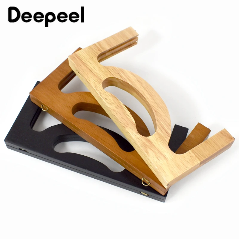 Deepeel 26*12cm Wood Square Bag Handle Purse Frame Kiss Clasp for Women Handbag DIY Sewing Brackets Making Bags Accessories