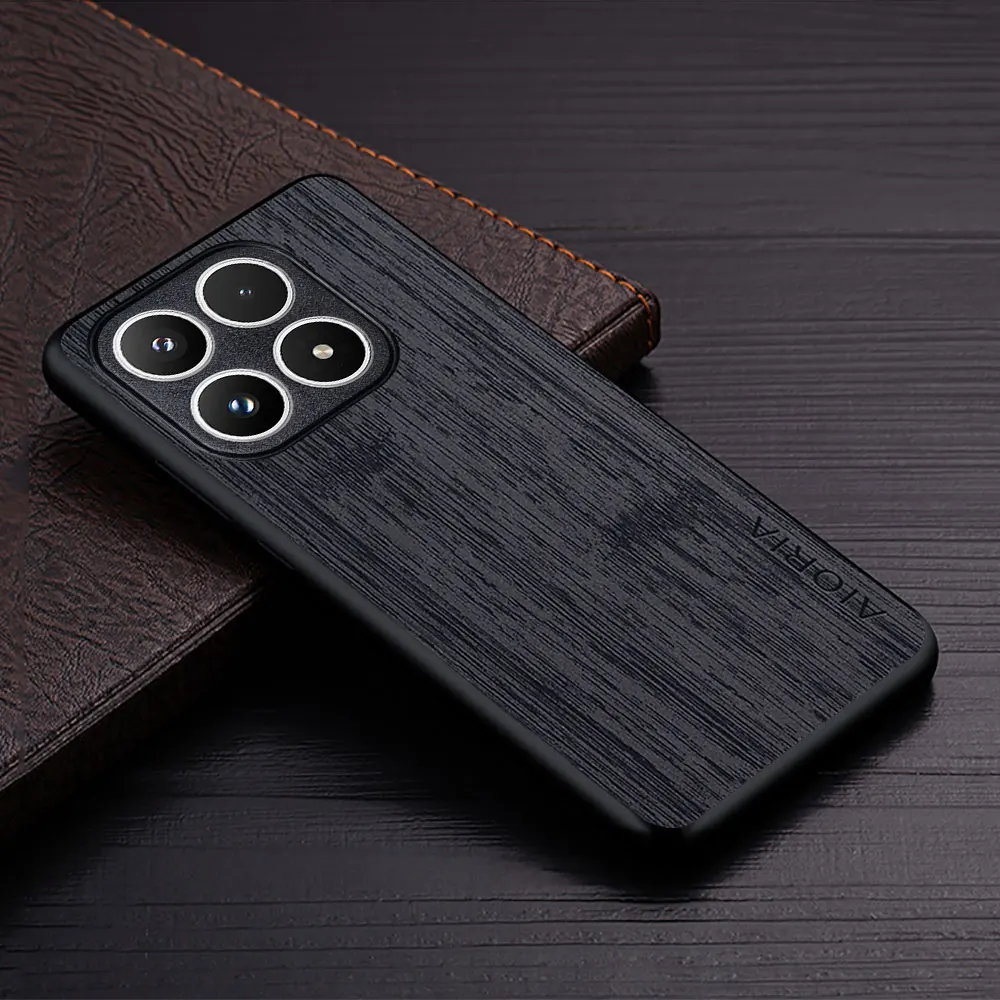 Straight Wood Grain PU Leather Phone Cover - Premium Case