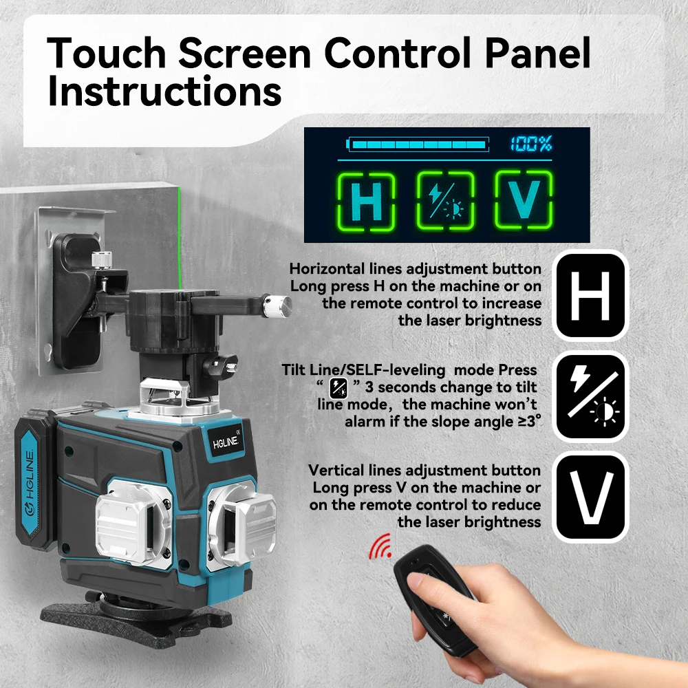16 Lines Laser Level APP Remote Control Horizontal Vertical Levels Machine Power