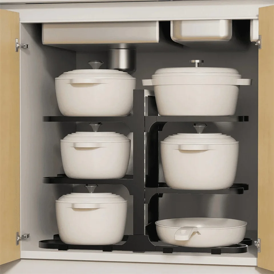 Adjustable 6-Tier Pots and Pans Organizer Rack