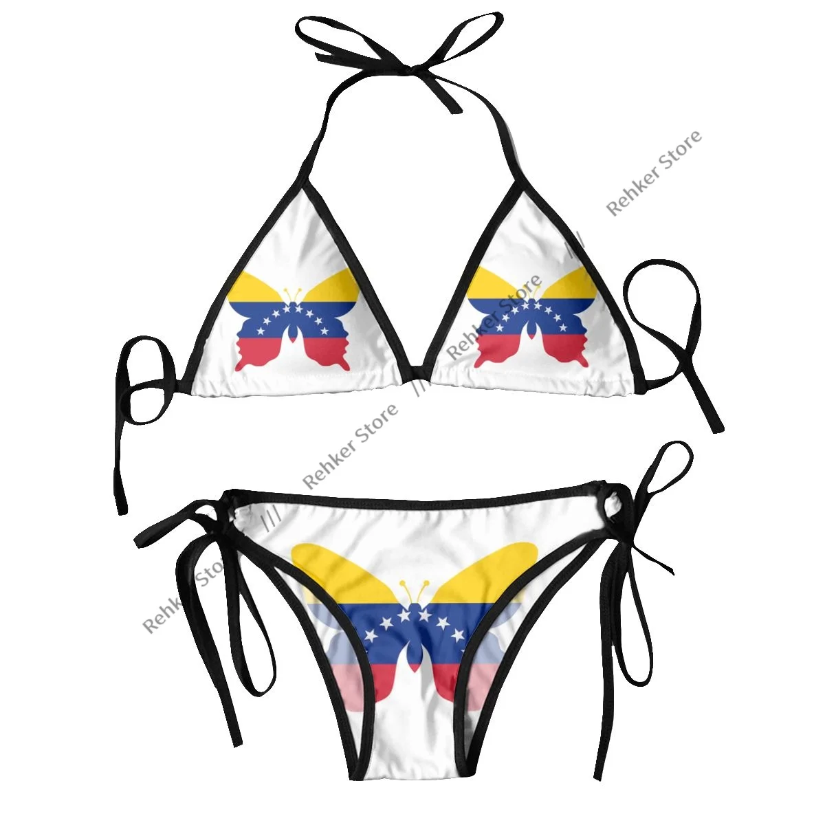 Woman Swimsuit Sexy Bikini Set Swimwear Venezuela Flag Butterfly Print Two Piece Bathing Suit