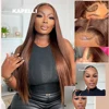 #4 Brown Bundles with Closure Human Hair 4x4 13x4 Straight Bundles and Frontal Brazilian Remy 3/4 Tissage Weave Hair Extensions 5