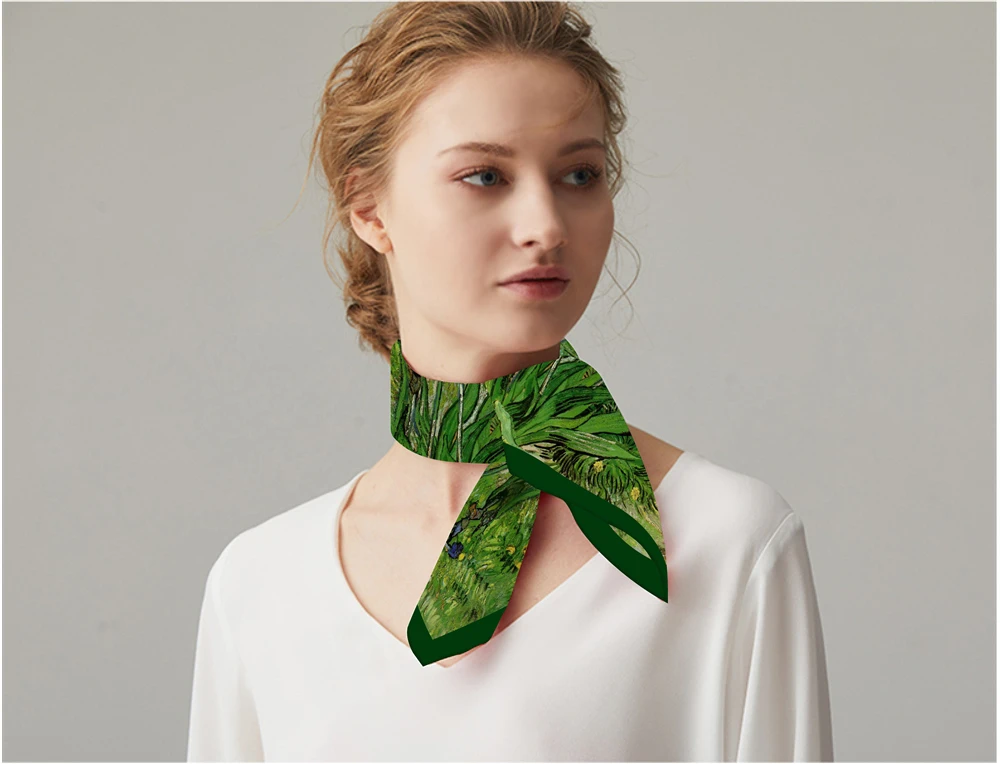 Picasso Ölgemälde Mode Frauen Schal Wraps Twill 100 % Seidenschal 53 cm quadratische Schals Kopftuch Hijab Halstuch Bandana – Detail 31