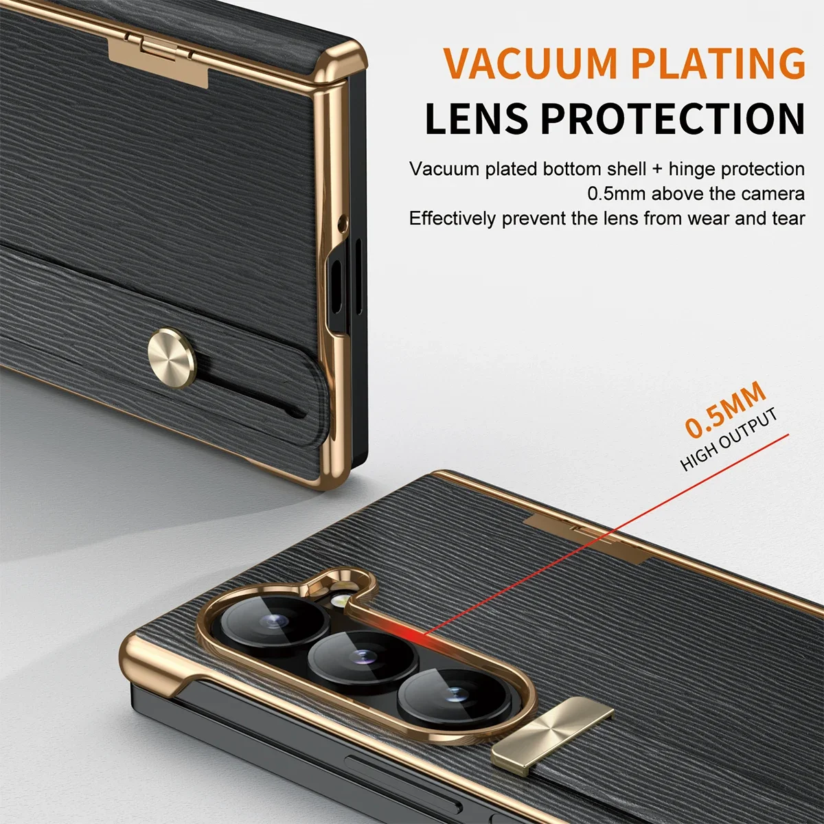 Ultra-Thin Matte Electroplated Shockproof Folding Case with Hinge Protection