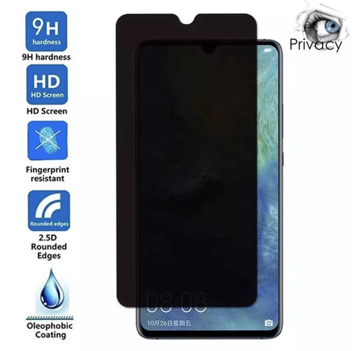 엿보기 방지 강화 유리 화면 보호대 필름, Vivo V21(4G5G) V21S 21E 23E V25Pro(5G) V25E V27E T1X T2X, 3 개