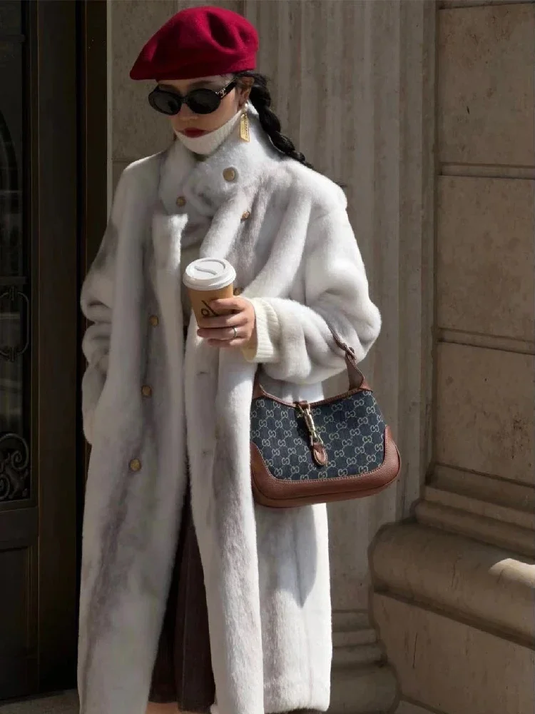 

Imitation Mink Velvet Fur Integrated Long Fur Coat for Women, Thick Imitation Otter Rabbit Fur, New Temperament, 2023 Winter