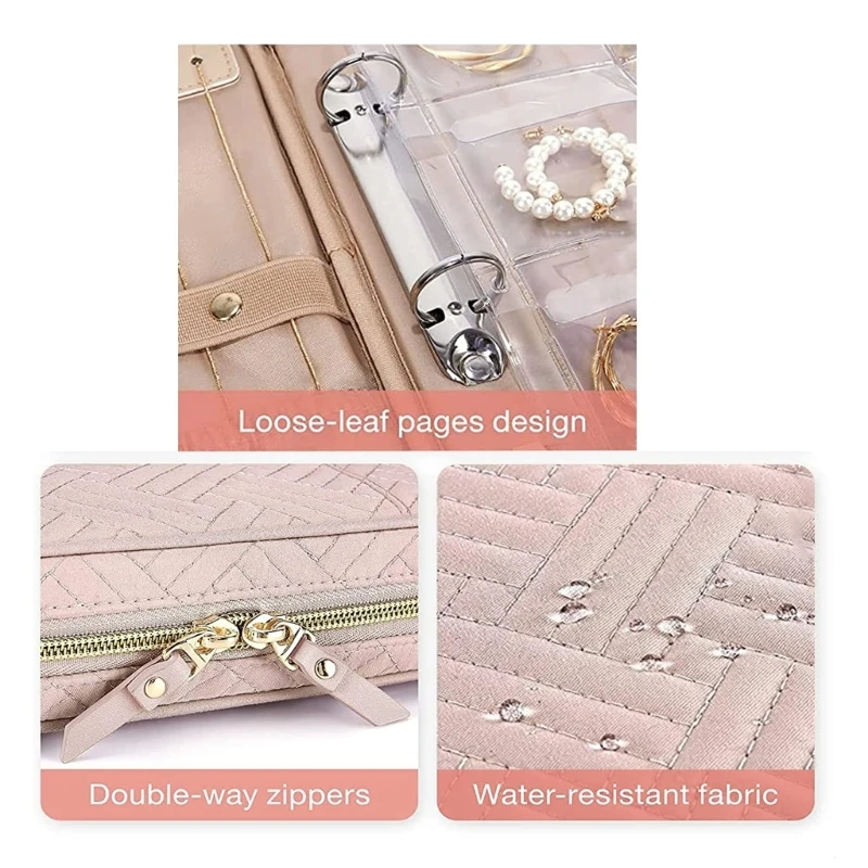 

Travel Jewelry for Necklaces Earrings Ring Bracelet Travel Book with Clear Pocket Jewelry Holder new arrival