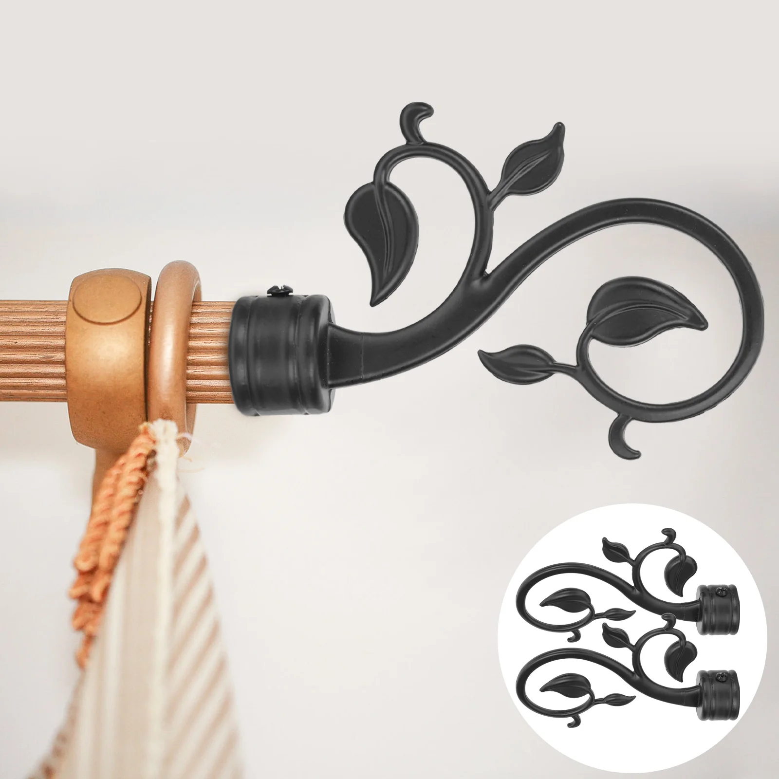 2pcs Curtain Rod Finials Decorative Curtain Rod End Caps Window Supplies