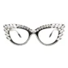 Cat Eye Reading Glasses Women Anti Blue Ray Pink White Rhinestone Trim Presbyopia Glasses Female Diopter From +100 To +400 1