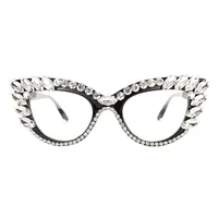 Cat Eye Reading Glasses Women Anti Blue Ray Pink White Rhinestone Trim Presbyopia Glasses Female Diopter From +100 To +400 1
