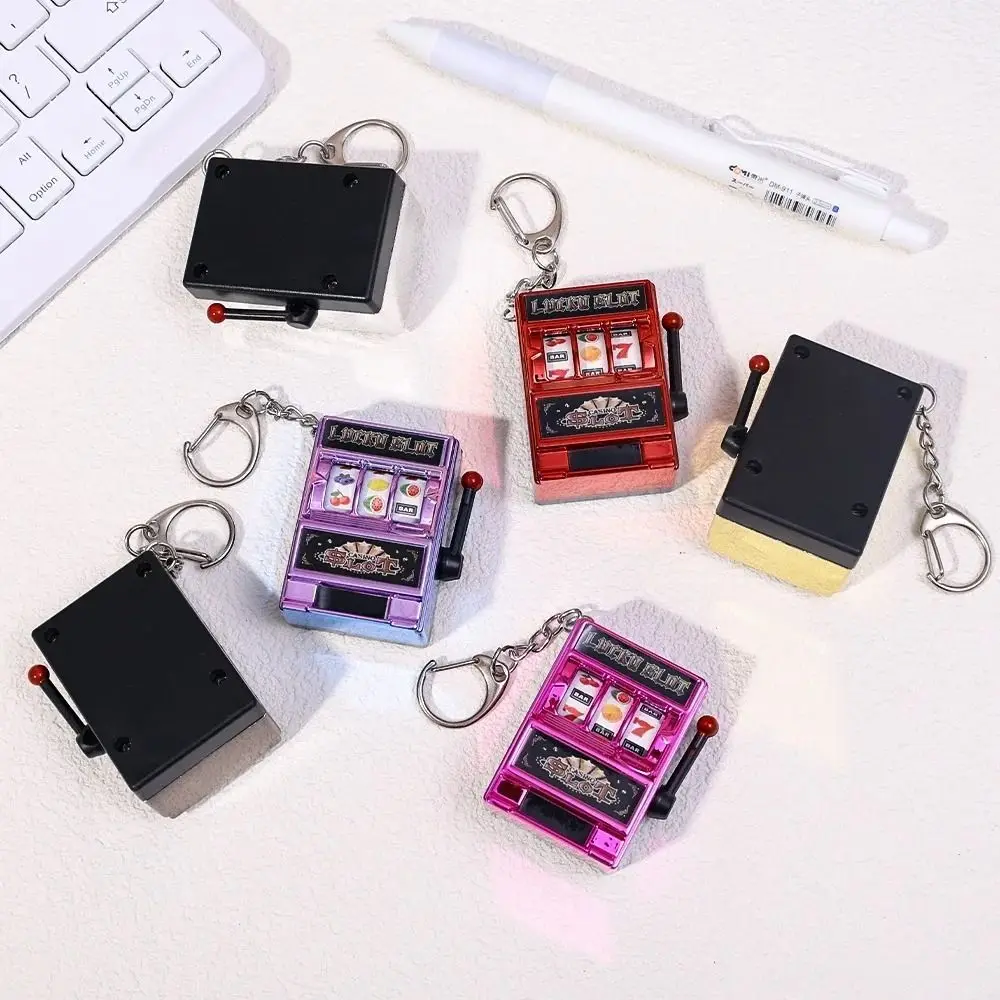 Plastic Mini Slot Machine Toy Keychain for Kids and Adults