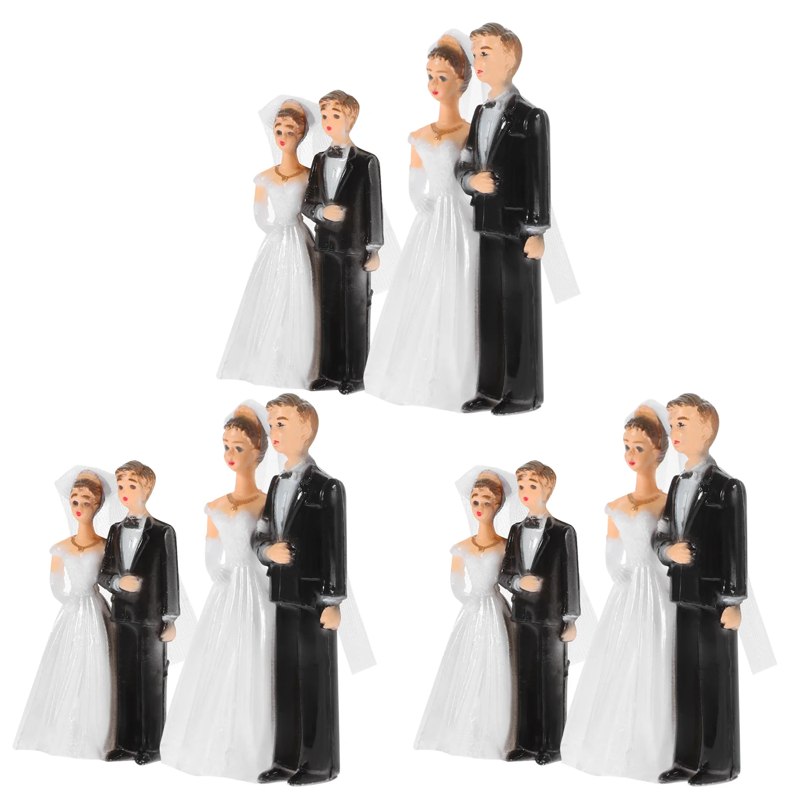 

6pcs Wedding Couple Figurine Romantic Wedding Bride Groom Statue Wedding Cake Decor