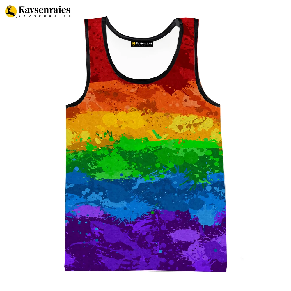 

Rainbow Paint Splatter 3D Printed Tank Tops Men Women Fashion Casual Sleeveless Shirts Streetwear Oversized T-shirt Cool Vest