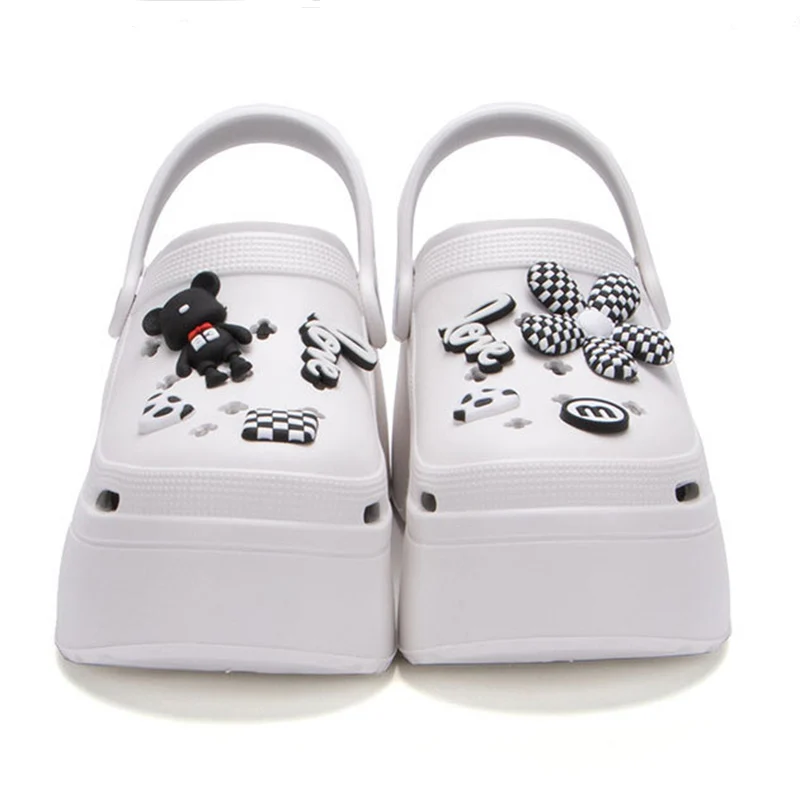 Lucyever Fashion Diy Clogs Sandals Women Summer Chunky Platform Slippers Woman Thick Bottom Closed Toe Beach Slippers Mujer women sandals