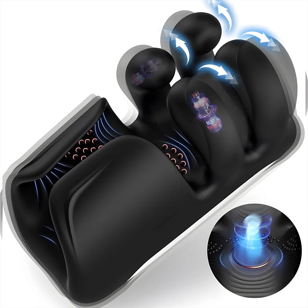 Male Masturbator Sex Toys for Men Penis Stroker Glans Mens Vibrator with Clamping Vibrating Modes Penis Trainer Blowjob Toy