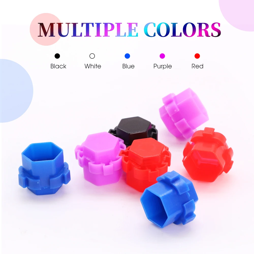 100/200PCS Colorful Tattoo Ink Cup with Snap Splice Disposable Splicable Honeycomb Shape Pigment Container Cup Cap Tattoo Supply