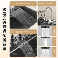 สแตนเลสน้ําตกอ่างล้างจานนูนขนาดใหญ่ SINGLE SLOT ในครัวเรือนผักอ่างล้างหน้าล้างจานซิงค์ด้านซ้ายระบายน้ํา 4