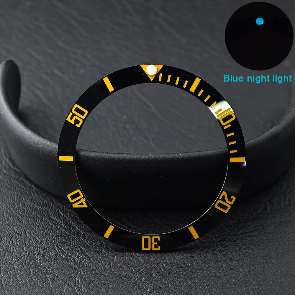 Men's Watch Replacement Bezel Insert with Tilted Ceramic and Carbon Fiber Texture