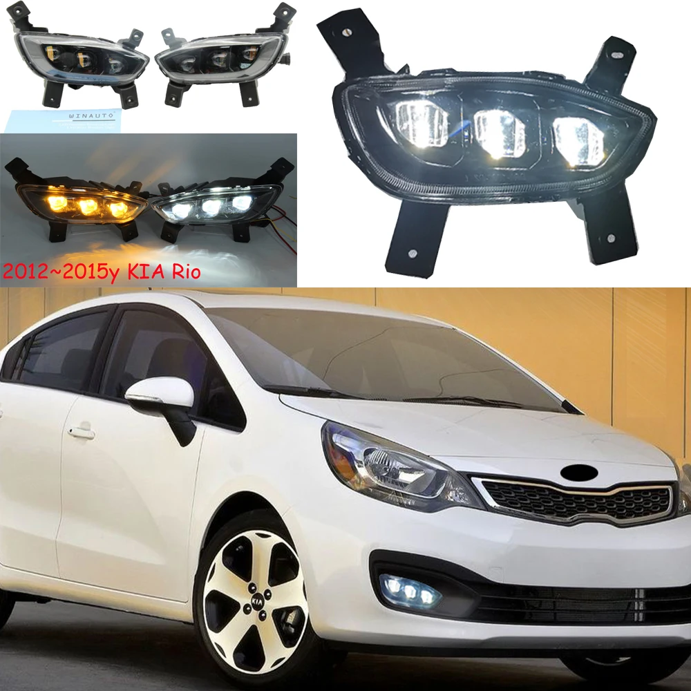 

car bumper rio headlight for KIA K2 daytime light 2012~2015y DRL car accessories LED headlamp for KIA K2 fog light