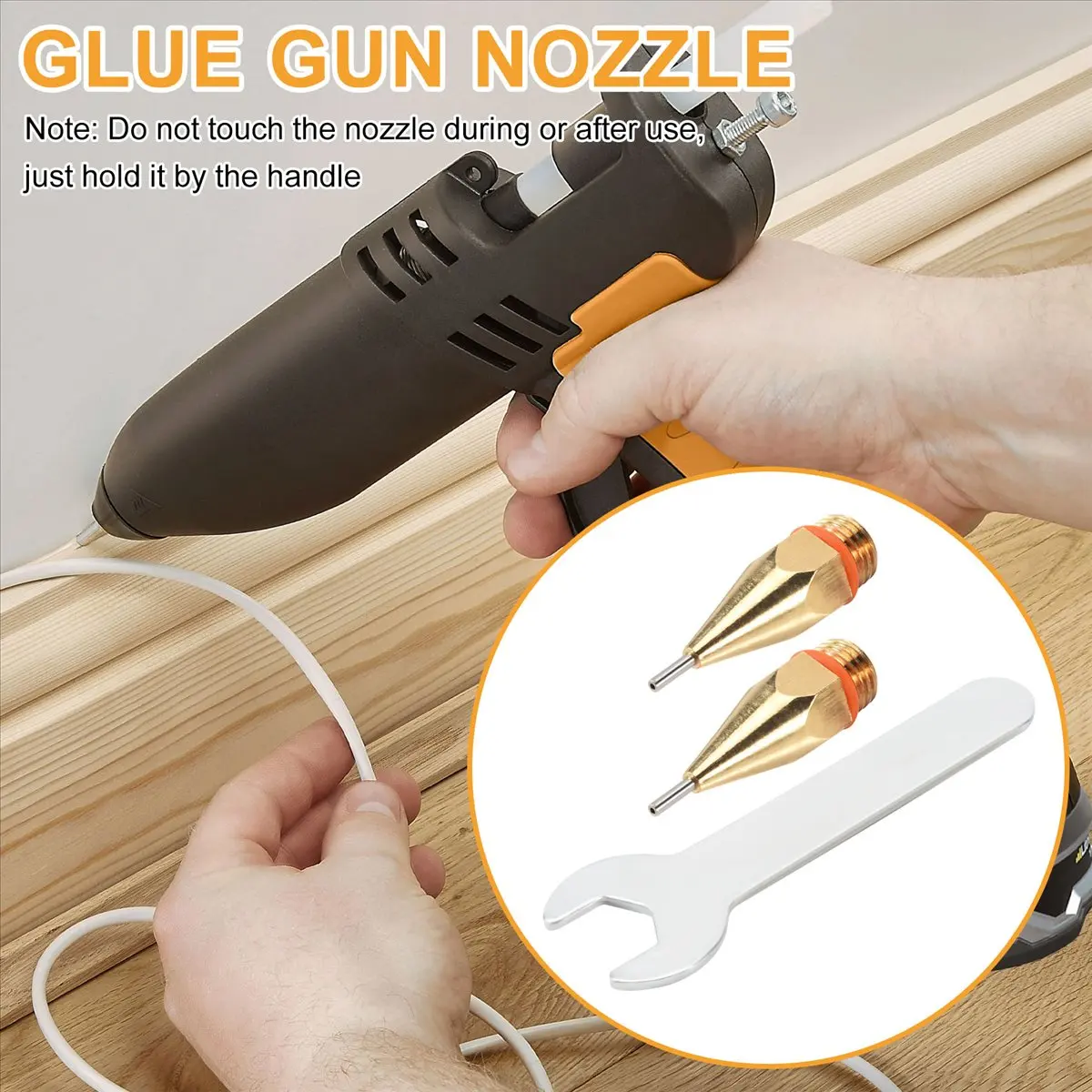 (WSFS) 2Pcs 1Mm 조리개 직경 핫멜트 접착제 노즐 1.0X40Mm 노즐 렌치가 있는 구리 노즐 교체 가능한 노즐 부품