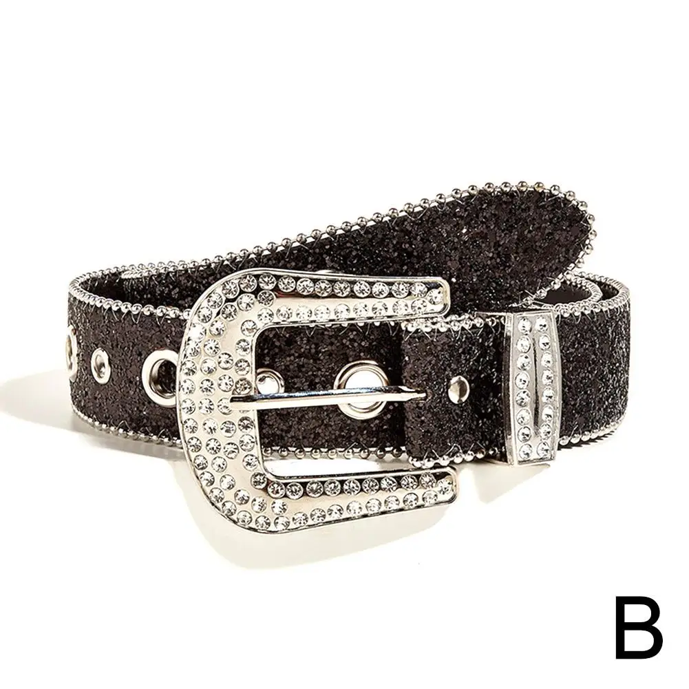 Glänzender Strassgürtel für Damen und Mädchen, Vintage-Cowgirl-Gürtel mit glitzernden Pailletten-Diamant-Western-Cowboy-Gürteln für Jeans und Rock – Detail 8