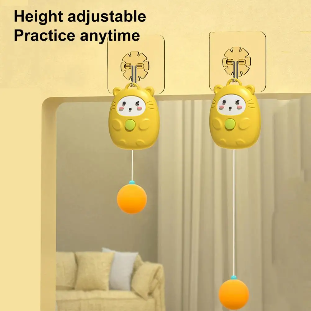

Adjustable Table Tennis Trainer Ceiling Mount Table Tennis Trainer Set with Cartoon Cat Paddles Hook for Kids for Beginners