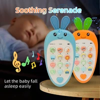 Cartoon Rabbit Carrot Simulation Music Phone Toys Silicone Can Chew Mobile Phones Baby Education Learning Props Gifts 2