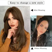 7JHH WIGS Honey Blonde Wig with Bangs Long Brown Wigs for Women,Layered Heat Resistant Synthetic Wigs for Daily Use 3
